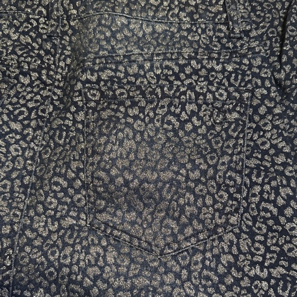 DG2 by Diane Gilman Metallic Leopard Print Pants size medium tall